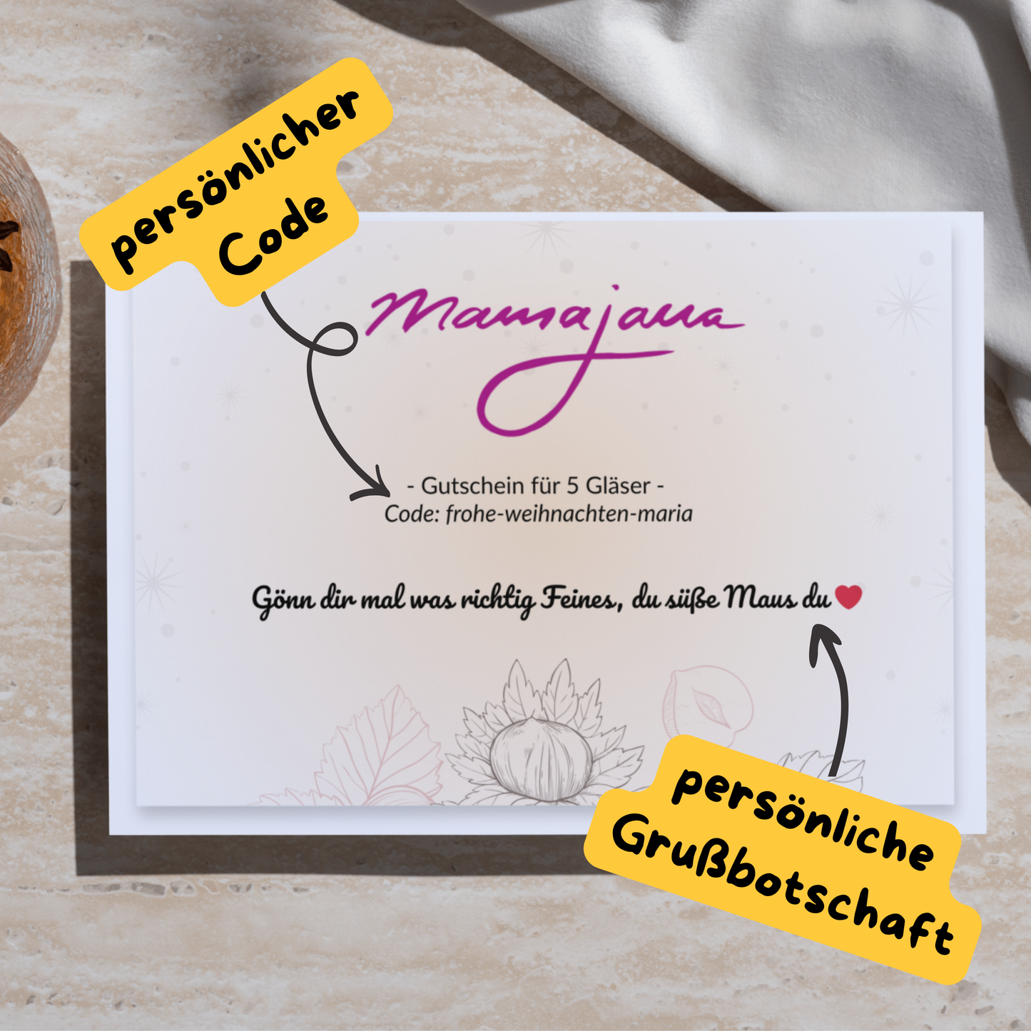 Persönlicher Weihnachts-Gutschein für 5 Gläser (digital)
