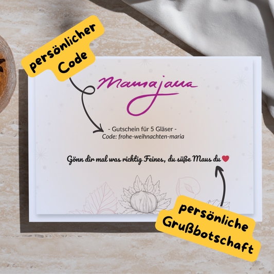 Persönlicher Weihnachts-Gutschein für 5 Gläser (digital)